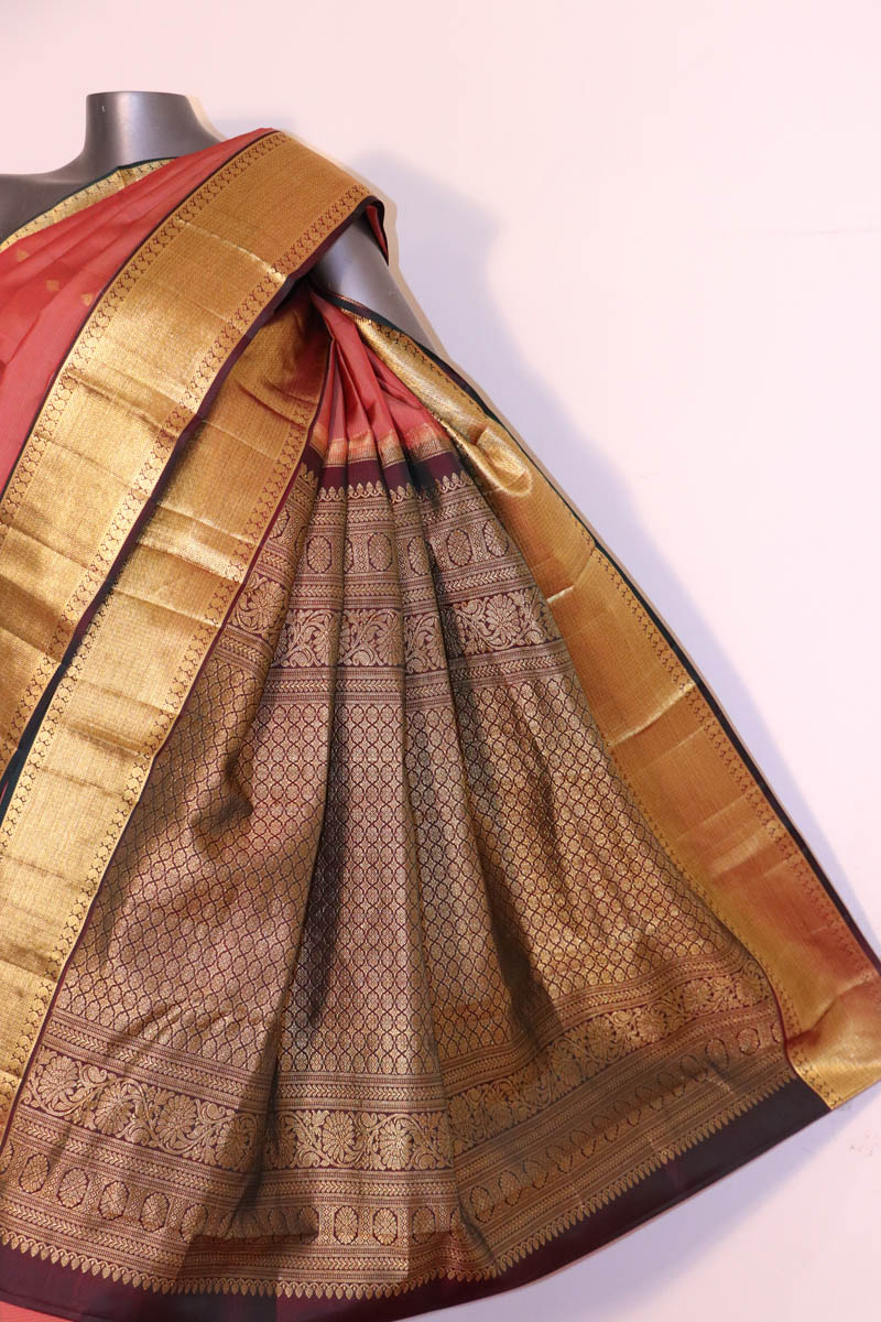 Wedding Veldhari Lines Butta Kanjeevaram Silk Saree AI214522
